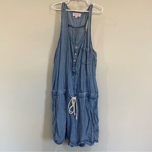 Pink Lily Denim Sleeveless Romper